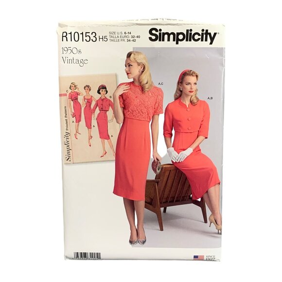 Simplicity 1950s Vintage Sewing Pattern R10153 Misses For Classy Dresses - Picture 1 of 2